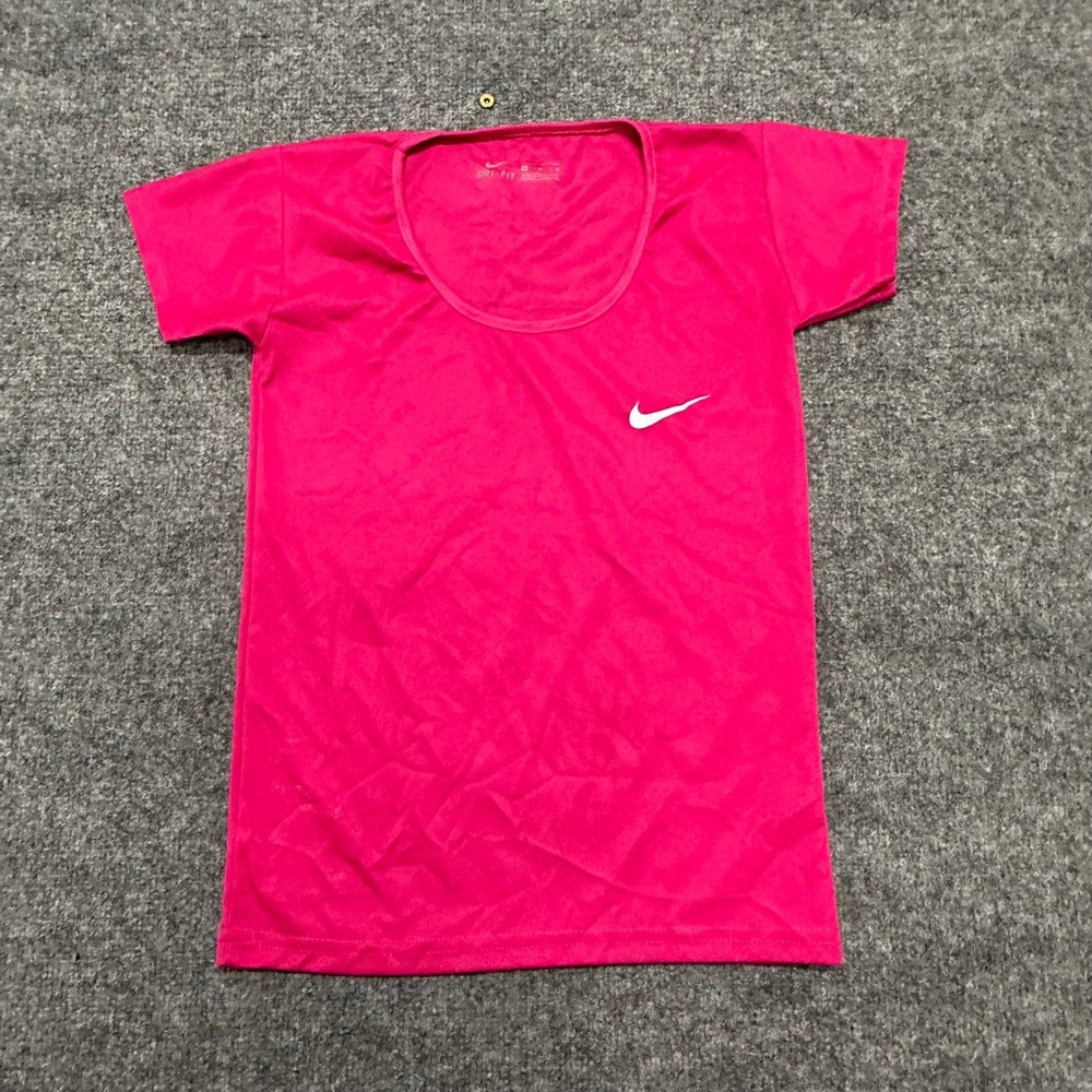 Nike T-Shirt Womens Size M Pink Dri-Fit Just Do It Scoop Neck Short Sleeve Top